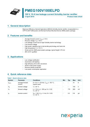 PMEG100V100ELPDZ datasheet cover page
