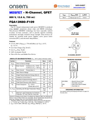 FQA13N80 数据手册首页