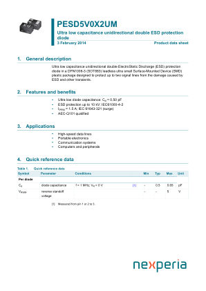PESD5V0X2UMYL datasheet cover page