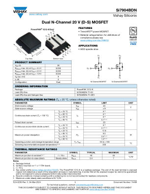 SI7904BDN 数据手册首页