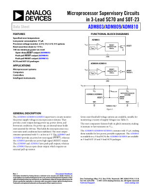 ADM803 数据手册首页