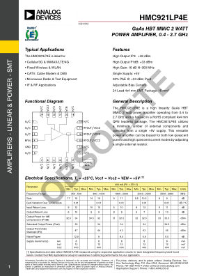 HMC921 datasheet cover page