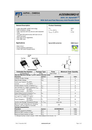 AOD5B65MQ1E datasheet cover page