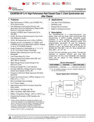 CDCM7005-SP datasheet cover page