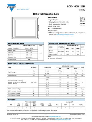 LCD160H128B 数据手册首页