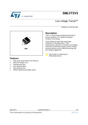 SMLVT3V3 数据手册首页