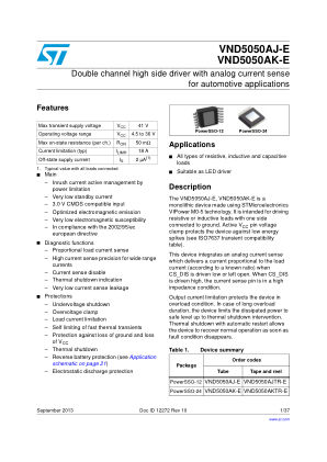 VND5050AJ-E 数据手册首页