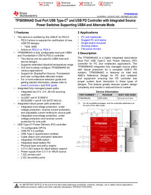 TPS65994AD datasheet cover page