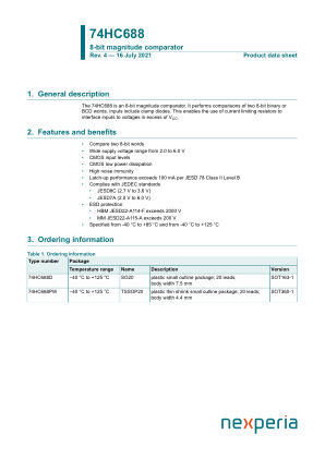 74HC688PW datasheet cover page