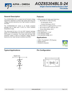 AOZ8S204BLS-24 datasheet cover page