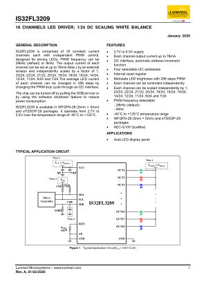 IS32FL3209-ZLA3 datasheet cover page