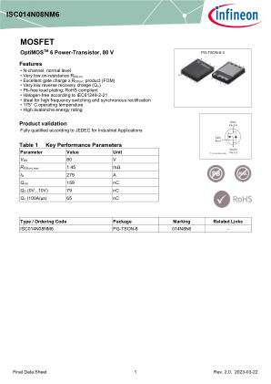 ISC014N08NM6 datasheet cover page