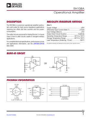 RH108A datasheet cover page