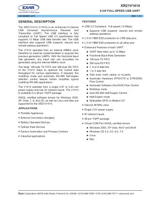 XR21V1414 datasheet cover page