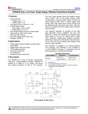 OPA2830 datasheet cover page