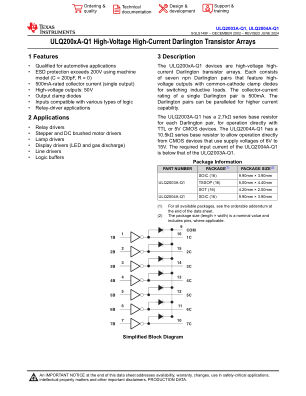 ULQ2004A-Q1 datasheet cover page