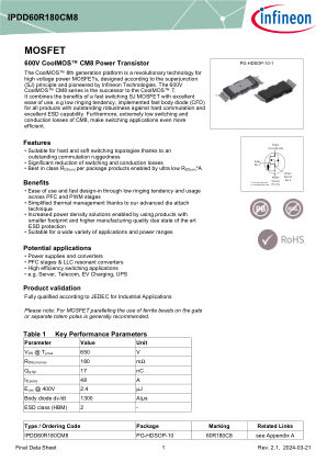 IPDD60R180CM8 datasheet cover page
