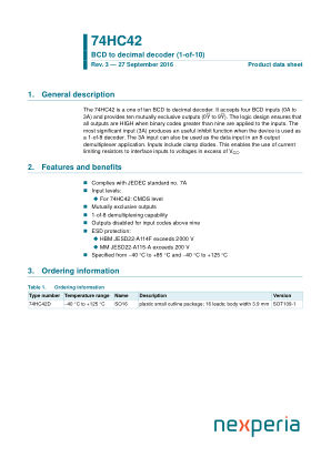 74HC42D datasheet cover page