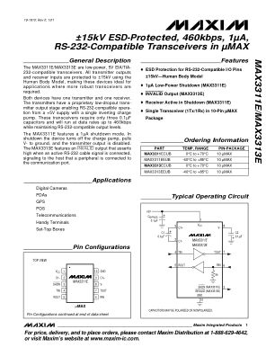 MAX3311E-MAX3313E datasheet cover page