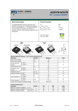 AOI478 datasheet cover page