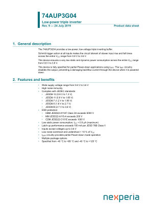 74AUP3G04GM datasheet cover page