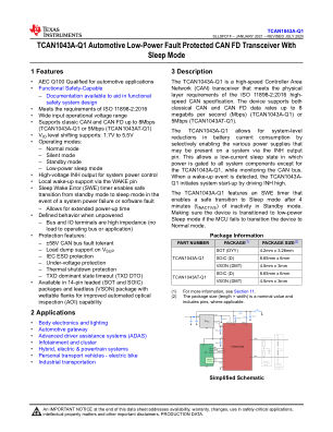 TCAN1043A-Q1 datasheet cover page