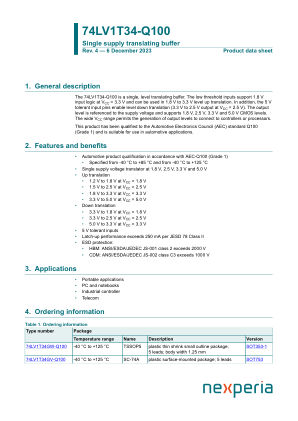 74LV1T34GV-Q100H datasheet cover page