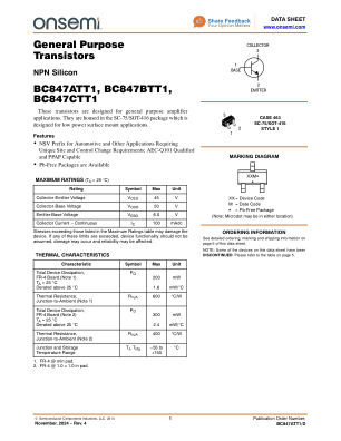 BC847ATT1 datasheet cover page