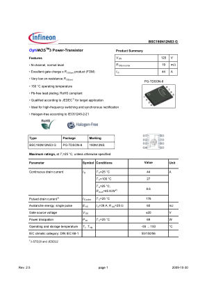 BSC190N12NS3-G 数据手册首页