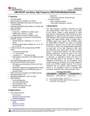 LMX1205-EP datasheet cover page