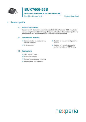 BUK7606-55B datasheet cover page