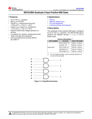 SN74LV08A datasheet cover page