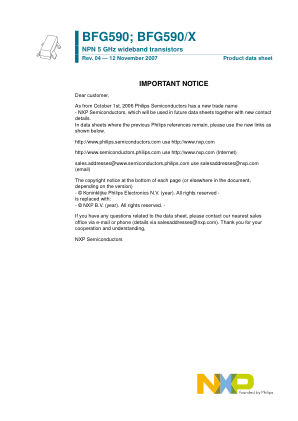 BFG590 datasheet cover page