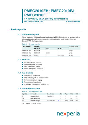 PMEG2010ET datasheet cover page