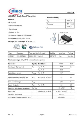 BSP321P 数据手册首页