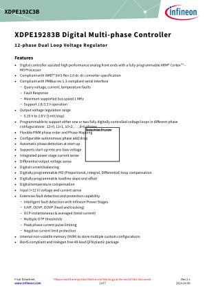 XDPE192C3B-0000 datasheet cover page