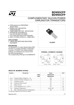 BDW93CFP 数据手册首页