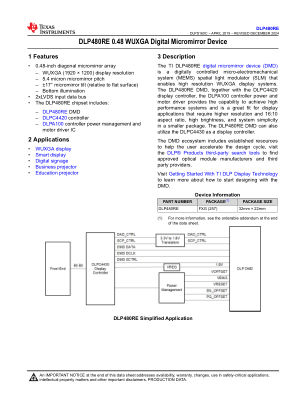 DLP480RE datasheet cover page