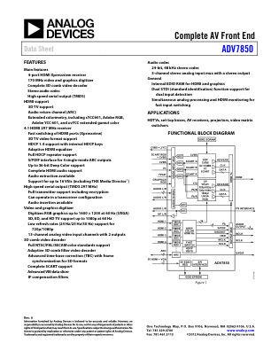 ADV7850 数据手册首页