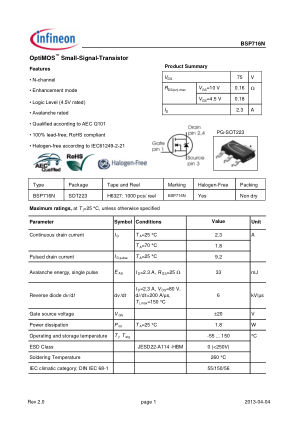 BSP716N datasheet cover page
