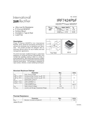 IRF7424 数据手册首页