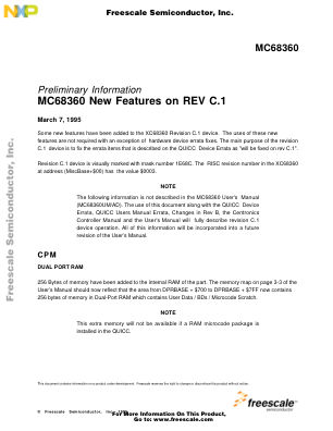 MC68360C1 datasheet cover page