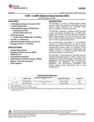 DAC5681 datasheet cover page
