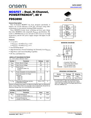 FDS3890 datasheet cover page