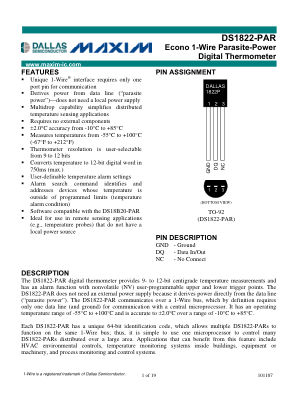 DS1822-PAR datasheet cover page