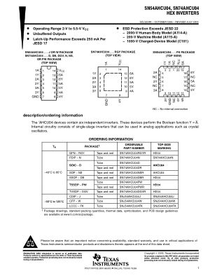 SN74AHCU04 数据手册首页