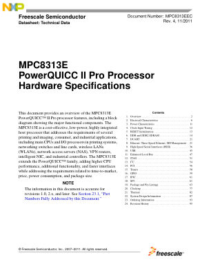 MPC8313EEC datasheet cover page