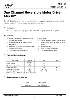 AM2182 数据手册首页