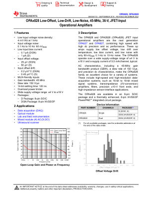 OPA828 datasheet cover page