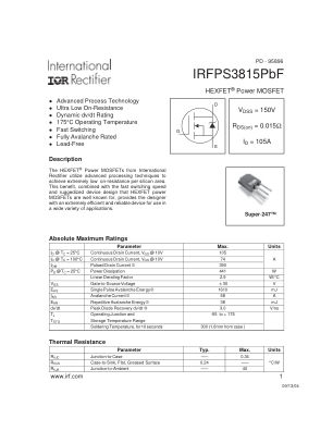 IRFPS3815 数据手册首页